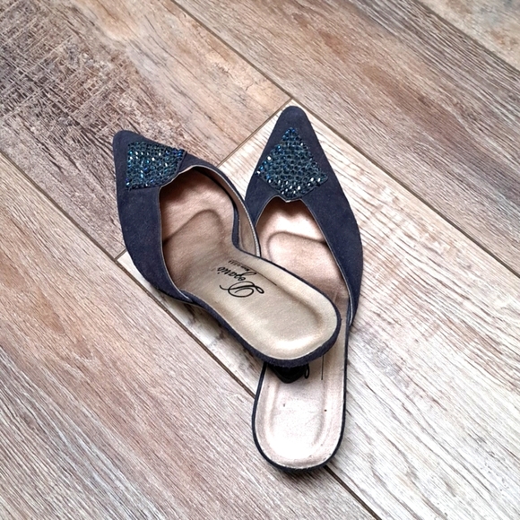 Dezario Blue Elegant Mules with Minimalist Design Rhinestone Accent Size 7 - Picture 3 of 7